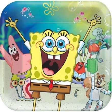 Obrázek EKO Papírové talíře Sponge Bob New 23 cm - 8 ks