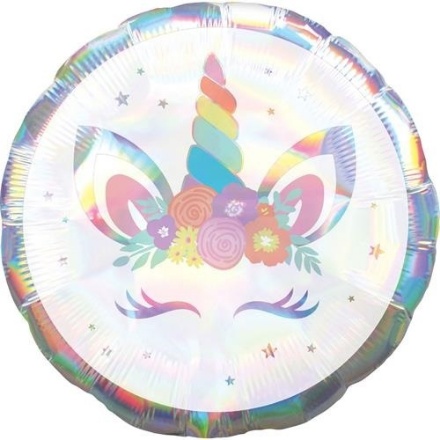 Obrázek Foliový holografický balonek lesklý jednorožec 43 cm