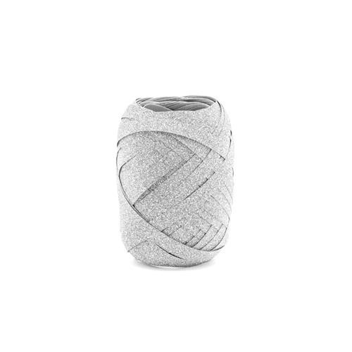 Levně Vázací stuha stříbrná s glitrem 10m x 5mm