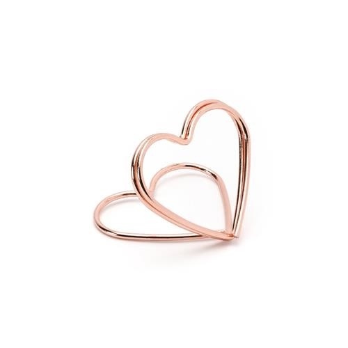 Levně Stojánek na jmenovky srdce rose gold - 10 ks