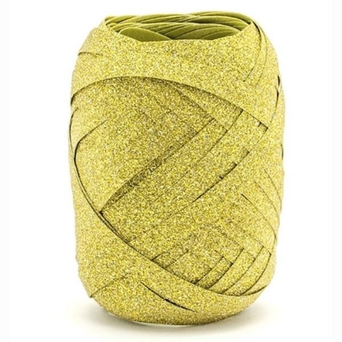 Levně Vázací stuha zlatá s glittrem 10m x 5mm