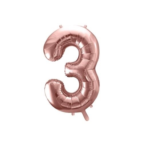 Levně Foliová číslice - rose gold 3 - 86 cm