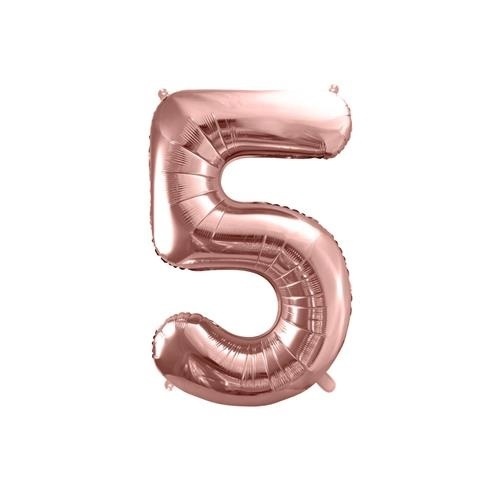Levně Foliová číslice - rose gold 5 - 86 cm