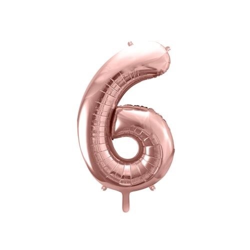 Levně Foliová číslice - rose gold 6 - 86 cm