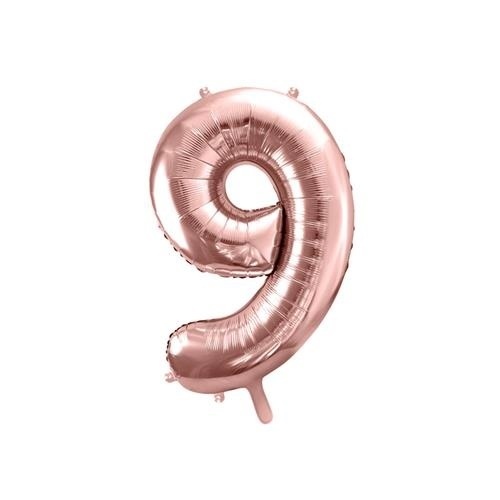 Levně Foliová číslice - rose gold 9 - 86 cm
