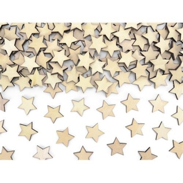 Obrázok z Drevené konfety hviezdy 50 ks - 2x2 cm