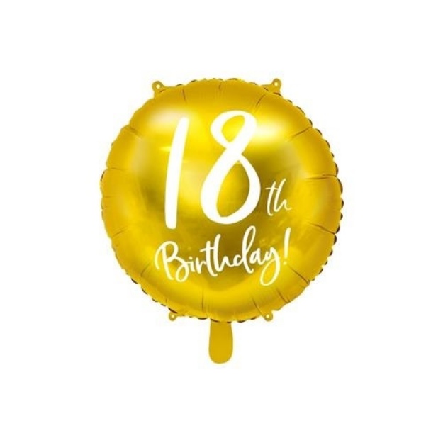 Obrázek z Foliový balonek zlatý - 18th Birthday - 45 cm 