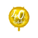 Obrázek z Foliový balonek zlatý - 40th Birthday - 45 cm 
