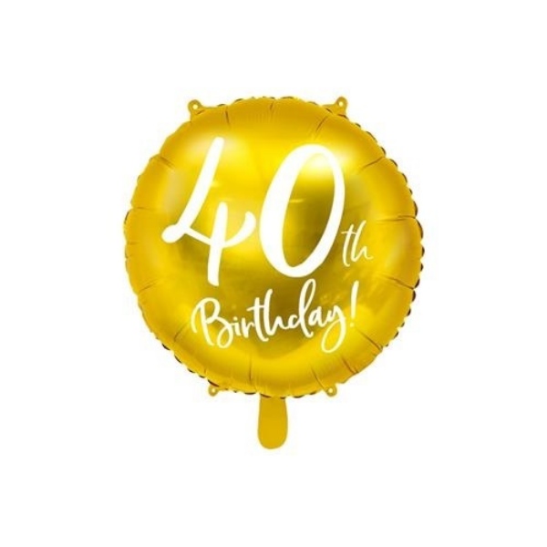 Foliový balonek zlatý - 40th Birthday - 45 cm