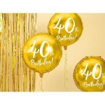 Obrázek z Foliový balonek zlatý - 40th Birthday - 45 cm 