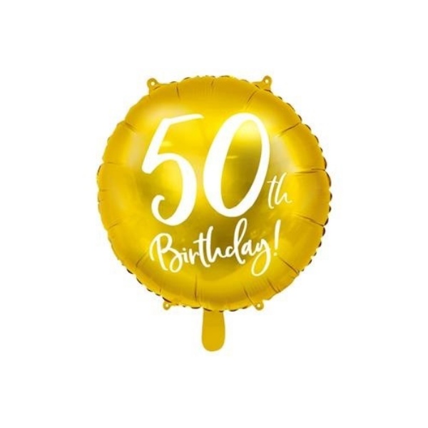 Foliový balonek zlatý - 50th Birthday - 45 cm