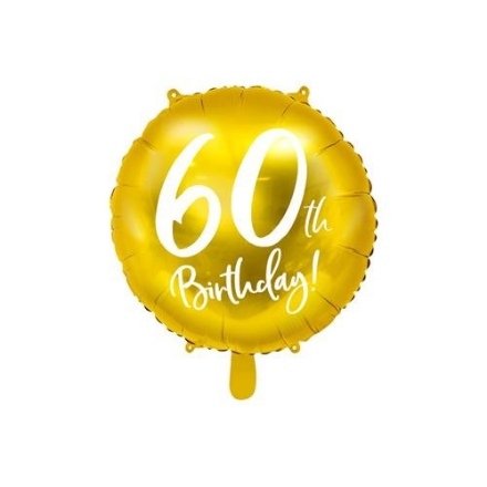 Obrázek Foliový balonek zlatý - 60th Birthday - 45 cm