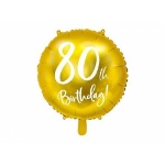 Obrázek z Foliový balonek zlatý - 80th Birthday - 45 cm 