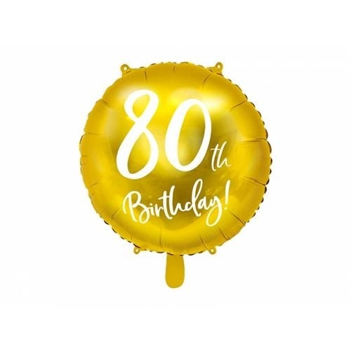 Levně Foliový balonek zlatý - 80th Birthday - 45 cm
