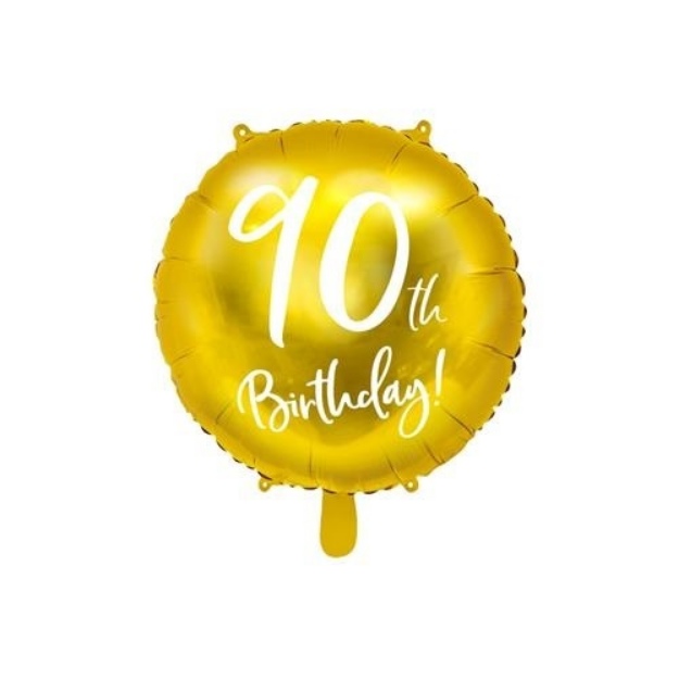Obrázek z Foliový balonek zlatý - 90th Birthday - 45 cm 