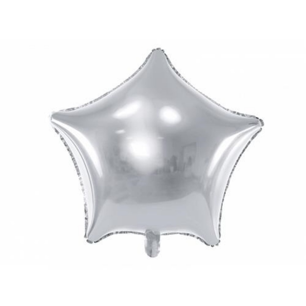 Obrázek z Foliový balonek hvězda stříbrná 48 cm - balené 