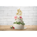 Obrázok z Dekorácia na tortu nápis Mr and Mrs zlatá 25 cm 