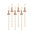 Obrázek Papírová party brčka s penisem 6 ks - rose gold