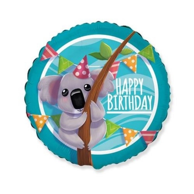 Obrázek z Foliový balonek  Happy Birthday Koala 45 cm - Nebalený 
