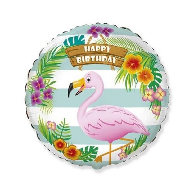Obrázok z Fóliový balónik Plameniak Happy Birthday 46 cm - nebalený 