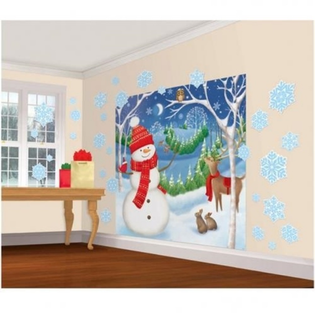 Obrázok z Vianočné dekorácie na stenu - Vianočné snehuliak 165 x 83 cm
