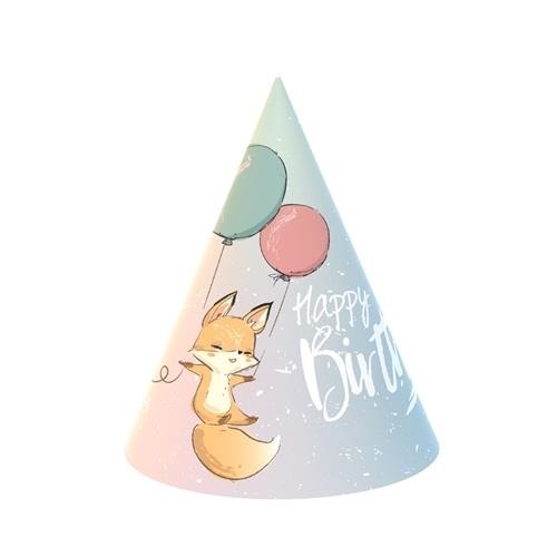 Papierové čiapočky Pastel Animals 6 ks