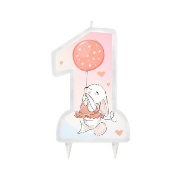 Obrázek z Narozeninová svíčka 1 - pastel animals růžová 