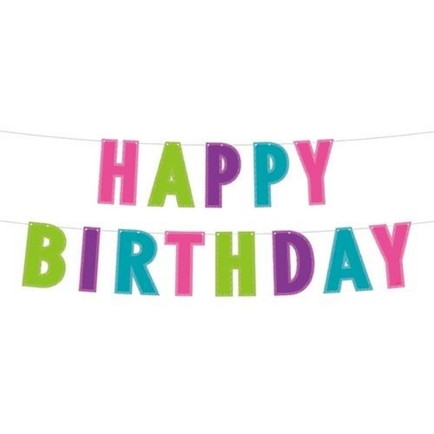 Obrázek z Party nápis Happy Birthday - barevný s glitrem 200 cm 