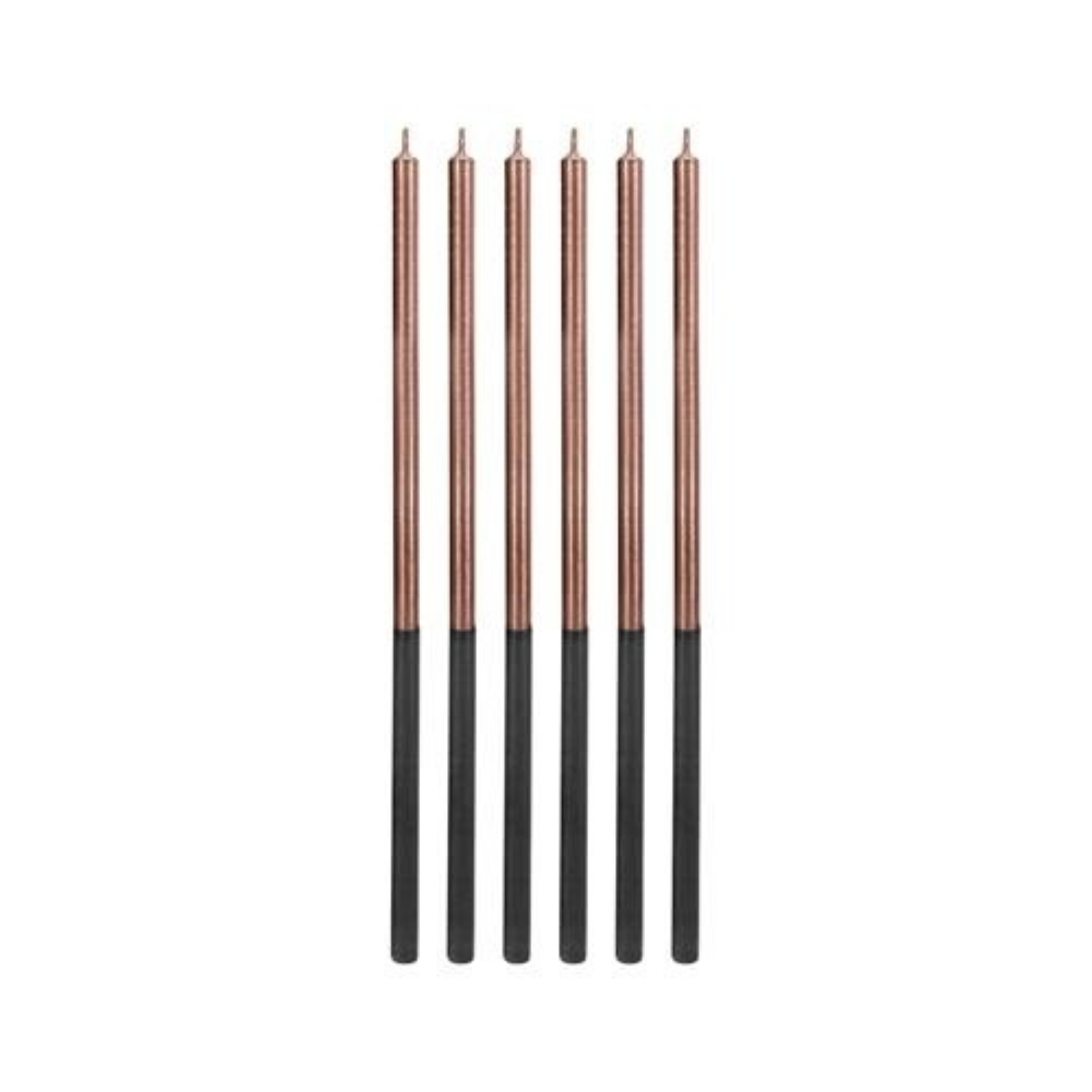Levně Dortové svíčky dlouhé Chrome rose gold 6 ks