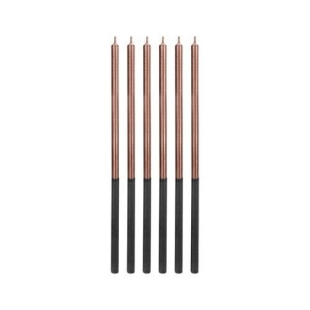 Obrázek Dortové svíčky dlouhé Chrome rose gold 6 ks