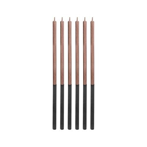 Dortové svíčky dlouhé Chrome rose gold 6 ks