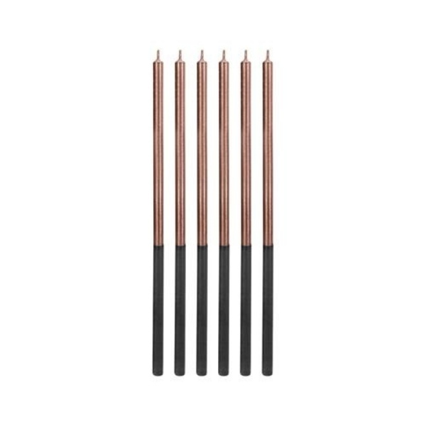Dortové svíčky dlouhé Chrome rose gold 6 ks