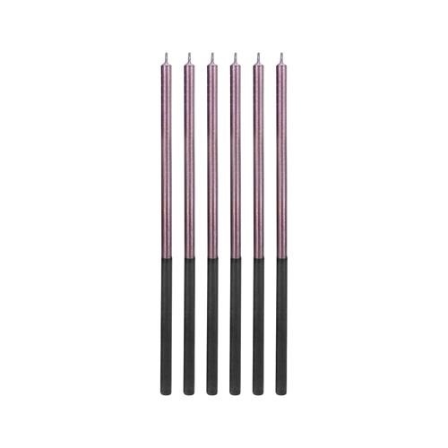Levně Dortové svíčky dlouhé Chrome lila 14,5 cm - 6 ks