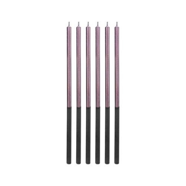 Dortové svíčky dlouhé Chrome lila 14,5 cm - 6 ks