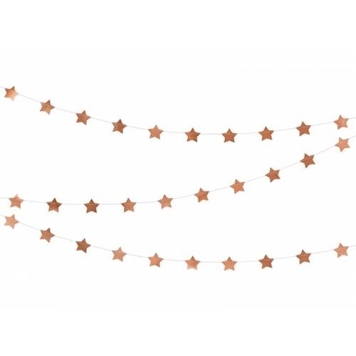 Levně Závěsná girlanda hvězdičky rose gold 360 cm
