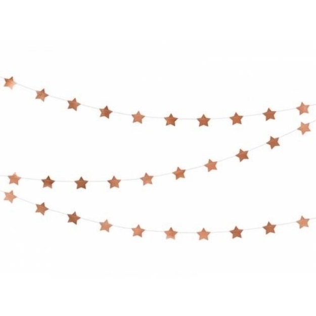 Obrázek z Závěsná girlanda hvězdičky rose gold 360 cm 