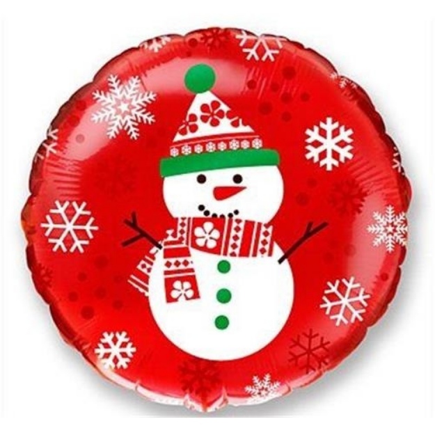 Obrázek z Foliový balonek vánoční sněhulák - červený 45 cm - Nebalený 