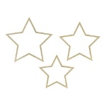 Obrázok z Závesné hviezdy drevené so zlatým zdobením 3 ks