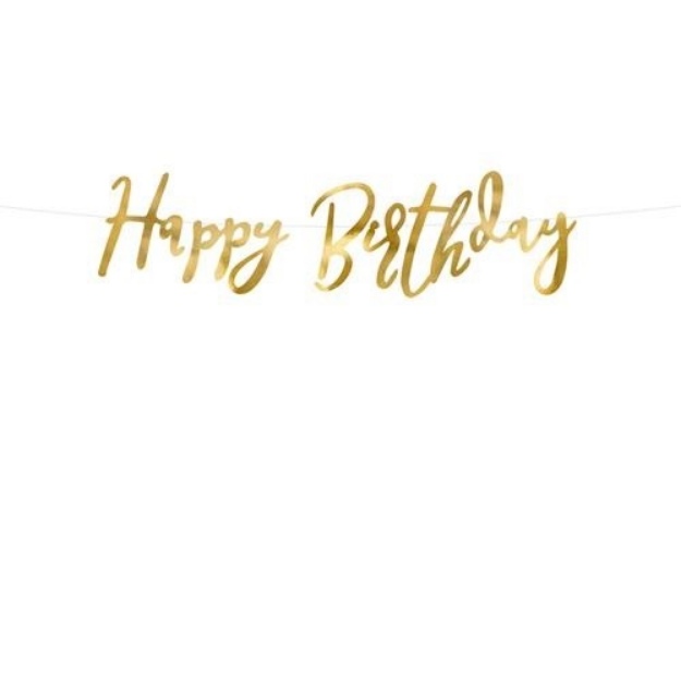 Obrázok z Party nápis zlatý Happy Birthday 62 cm