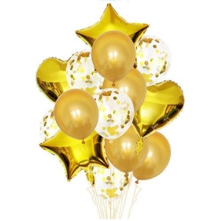 Obrázek Balonkový buket Zlatý - 14 ks