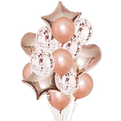 Levně Balonkový buket Rose gold - 14 ks