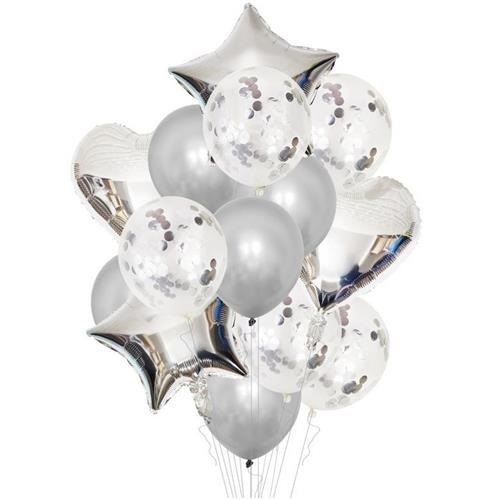Levně Balonkový buket Stříbrný - 14 ks