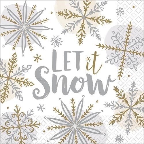 Levně Papírové vánoční ubrousky Let it Snow 16 ks