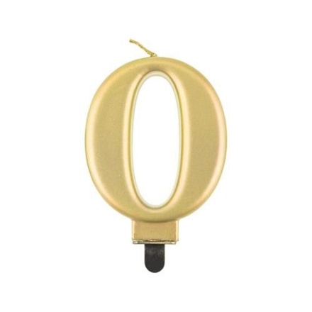 Picture of Svíčka narozeninová číslice 0 metalická zlatá  8 cm