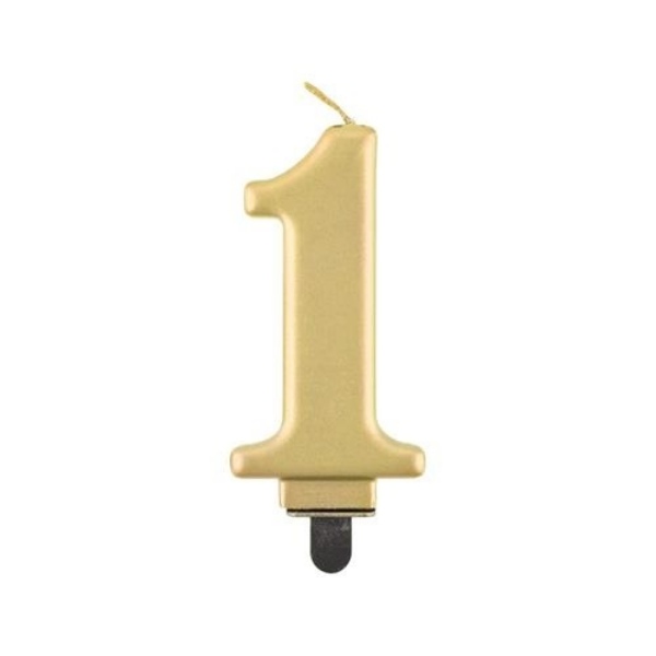 Svíčka narozeninová číslice 1 metalická zlatá 8 cm