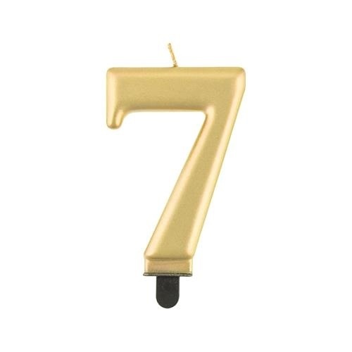 Levně Svíčka narozeninová číslice 7 metalická zlatá 8 cm