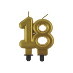 Obrázok z Sviečka narodeninová číslica 18 metalická zlatá 8 cm 