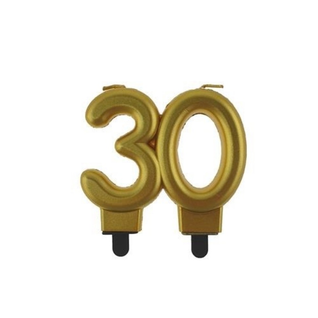 Obrázok z Sviečka narodeninová číslica 30 metalická zlatá 8 cm 