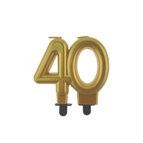 Svíčka narozeninová číslice 40 metalická zlatá 8 cm