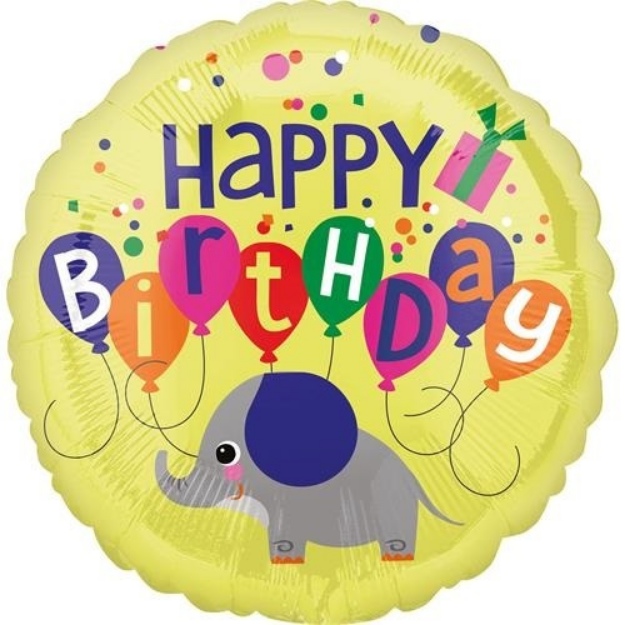 Obrázek z Foliový balonek Sloník Happy Birthday 45 cm 